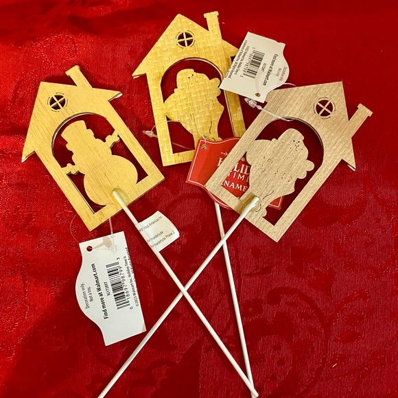 3 Holiday/Christmas wood plant sticks - Picture 2 of 7